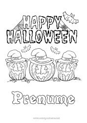 Pagină de colorat personalizată Liliac Dovleac Halloween Jack cu lampa Păsări și mamifere zburătoare Înscriere 