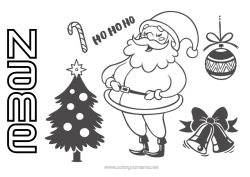 Colouring to customise Christmas Tree Father Christmas Christmas Christmas Bauble Ho Ho Ho