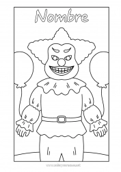 Colorear para personalizar Monstruo Halloween Clown Aterrador