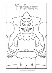 Coloriage gratuit Monstre Halloween Clown Effrayant