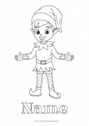 Free drawing Christmas elves Elves coloring pages