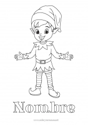 Colorear para personalizar Elfos de navidad Dibujos de Elfos para colorear
