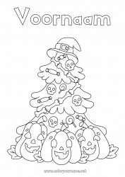 Gratis kleurplaat Kerstboom Halloween Hoed Kerstboom