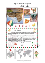 Colouring to customise Italy Mischievous Elf's Journey Postcard Postcard Of A Single Elf A Single Mischievous Elf