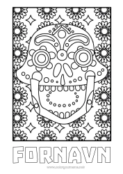 Farvelægningssiden tilpasning Dødsdagene Calaveras, kranier