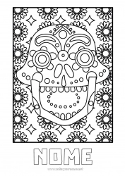Desenho para personalizar Dia dos Mortos Calaveras, caveiras