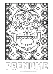 Pagină de colorat personalizată Ziua Morților Calaveras, capete de mort