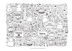 Colouring to customise Ghost Monster Halloween Jack O'lantern Symbols Complex Colouring Pages Haunted Manor Halloween Sign-Up