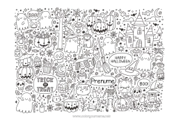 Desen liber de colorat Fantomă Monstru Halloween Jack cu lampa Simboluri Desene de colorat complexe Conacul bântuit Înscriere 
