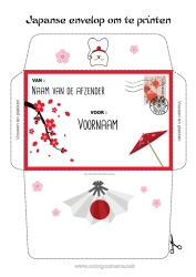 Gratis tekening Japan Envelop Afdrukbare enveloppen Kerstelfreis Envelop voor kerstelfpost