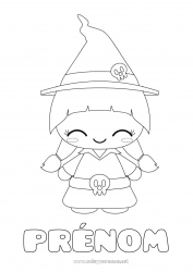 Coloriage gratuit Sorcière Kawaii