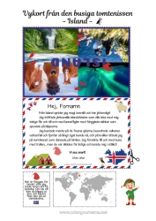 Gratis färgläggning Julälvens resa Postkort Island Postkort från en ENDA tomte En enda busig tomte