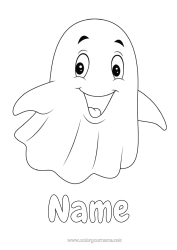 Free colouring Ghost Halloween Easy colouring pages