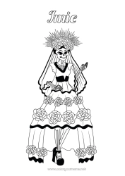 Kolorowanka za darmo Szkielet Dzień Zmarłych Catrina