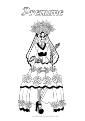 Pagină de colorat personalizată Schelet Ziua Morților Catrina