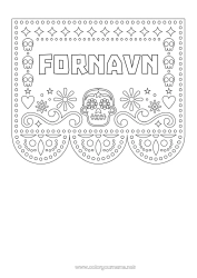 Gratis fargelegging De dødes dag Calaveras, hodeskaller Mexicansk broderi