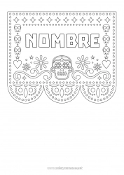 Dibujo libre Día de los Muertos Calaveras Bordado mexicano