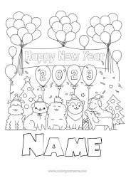 Free colouring Balloons Party Dog 2023 Dogs and cats