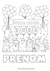 Dessin gratuit Ballons Fête Chien 2023 Chiens et chats Message 