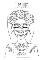 Kolorowanka za darmo Dzień Zmarłych Catrina