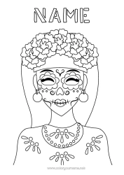Free colouring Day of the Dead Catrina