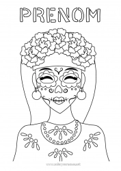 Coloriage à personnaliser Día de los Muertos Catrina