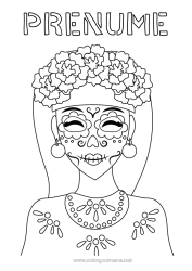 Pagină de colorat gratuită Ziua Morților Catrina