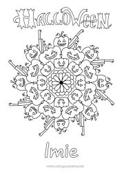 Kolorowanka za darmo Dynia Halloween Mandala Jack O'Lantern Napis 'halloween'