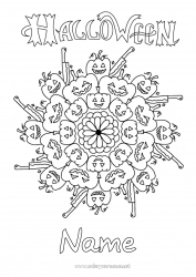 Free coloring Pumpkin Halloween Mandala Jack O'Lantern Inscription 