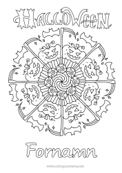 Färgläggningssida att anpassa Fladdermus Halloween Mandala Jack O'Lantern Fåglar och flygande däggdjur Anmälan 