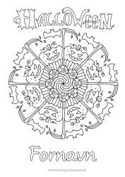 Fargeleggingssiden å tilpasse Flaggermus Halloween Mandala Jack O'Lantern Fugler og flygende pattedyr Påmelding 