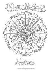 Disegno gratuito Pipistrello Halloween Mandala Jack O'Lantern Uccelli e mammiferi volanti Iscrizione 