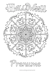 Pagină de colorat personalizată Liliac Halloween Mandala Jack cu lampa Păsări și mamifere zburătoare Înscriere 
