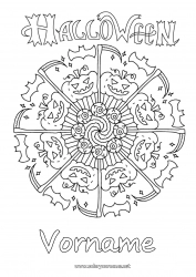 Kostenlose Zeichnung Fledermaus Halloween Mandala Kürbis Vögel und fliegende Säugetiere Beschriftung 