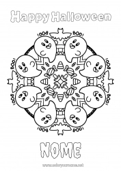 Disegno gratuito Pipistrello Caramelle Fantasma Halloween Mandala Uccelli e mammiferi volanti Iscrizione 