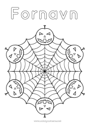 Farvelægningssiden tilpasning Græskar Edderkop Halloween Mandala Græskarlampe Dyr Insekter Edderkoppespind