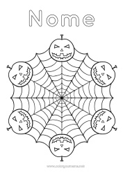 Desenho grátis Abóbora Aranha Halloween Mandala Jack O'Lantern Animal Insetos Teia de aranha