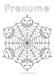 Pagină de colorat gratuită Dovleac Păianjen Halloween Mandala Jack cu lampa Animal Insecte Pânză de păianjen