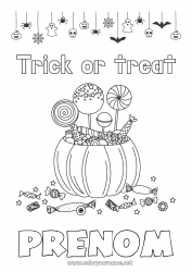 Coloriage gratuit Bonbons Un bonbon ou un sort ? Halloween Gourmandises, sucreries Sucette