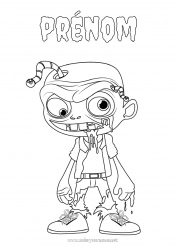 Coloriage gratuit Monstre Insectes Effrayant Ver Zombie