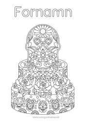 Färgläggningssida att anpassa Kaka De dödas dag Mexiko Komplexa målarbilder Calaveras, dödskallar