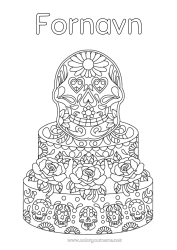 Farvelægningssiden tilpasning Kage Dødsdagene Mexiko Komplekse farvelægninger Calaveras, kranier