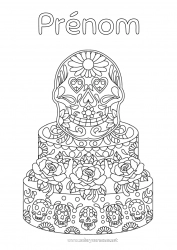 Dessin gratuit Gâteau Día de los Muertos Mexique Coloriages complexes Calaveras, têtes de mort