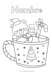 Colorear para personalizar Muñeco de nieve Taza Bastón de caramelo Acebo Osito Bebidas Golosinas Animales del bosque Juegos y juguetes Abeto Malvaviscos Peluche