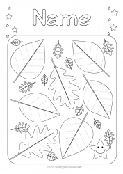 Coloring to customize Autumn Leaves Easy coloring pages Trace and color
