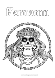 Färgläggningssida att anpassa De dödas dag Catrina