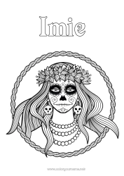 Kolorowanka do personalizacji Dzień Zmarłych Catrina