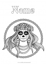 Desenho para personalizar Dia dos Mortos Catrina