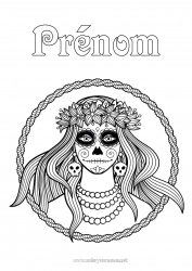 Coloriage à personnaliser Día de los Muertos Catrina