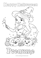 Pagină de colorat gratuită Vrăjitoare Halloween Înscriere 
